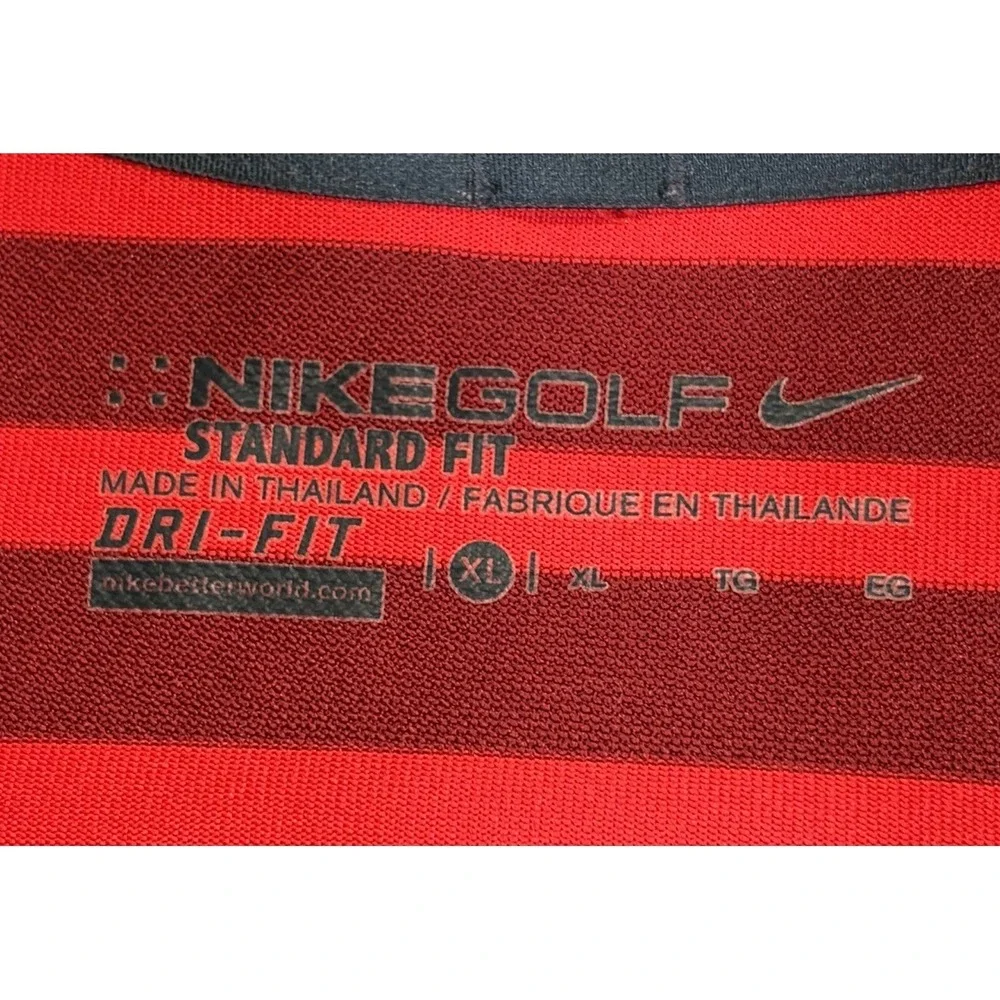 Nike Men's XL Dri-Fit Golf Striped Polo‎ Shirt in Red Maroon Performance 833065